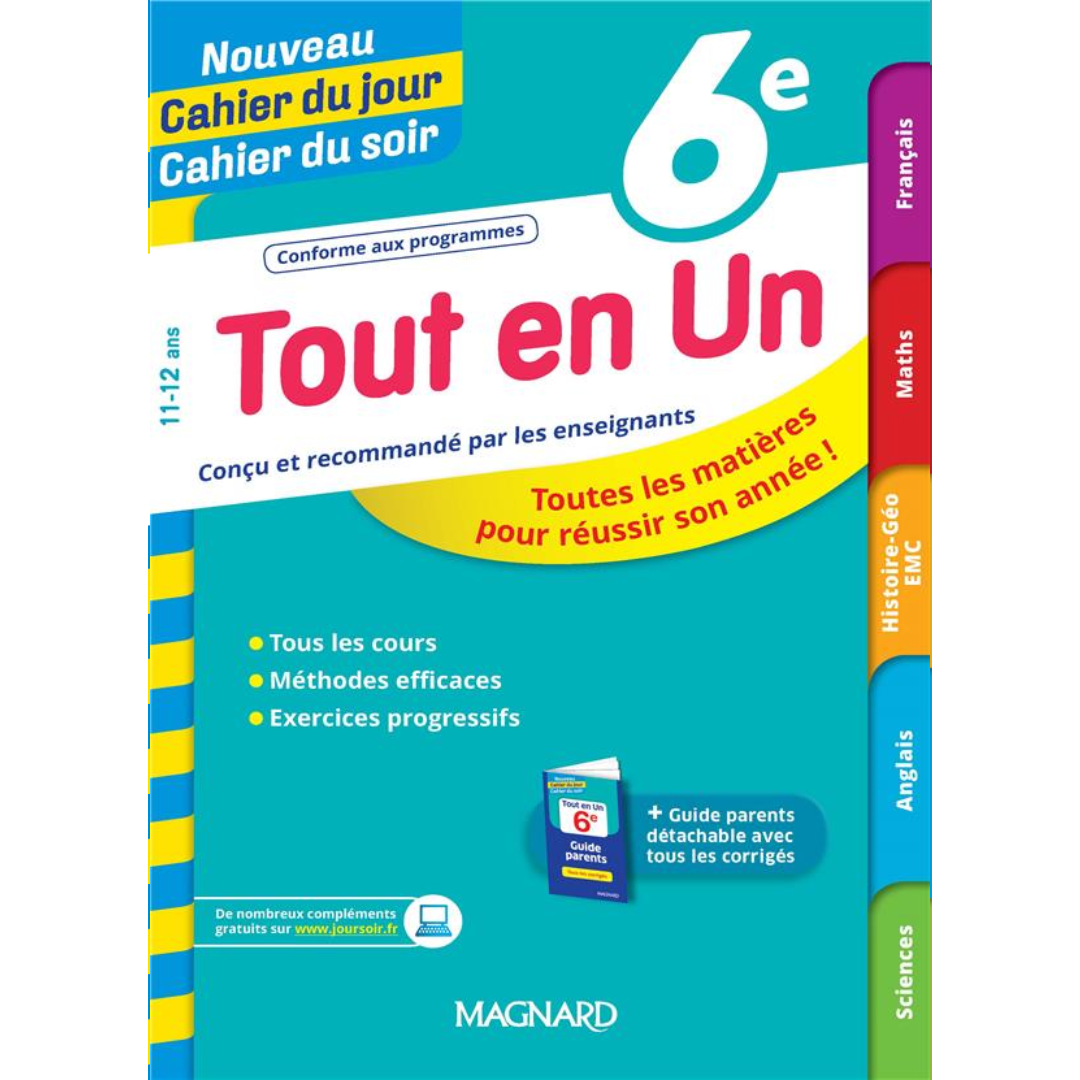 Tout en Un 6e - Nouveau Cahier du jour Cahier du soir.