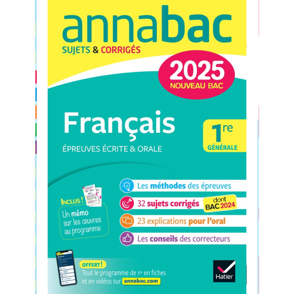 Annales Bac Annabac 2025 - Français 1ère Générale.