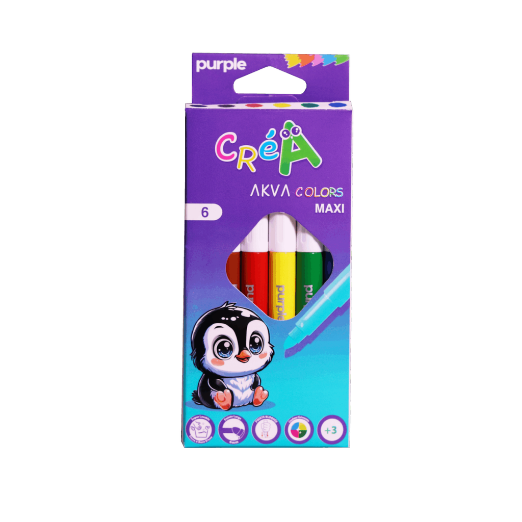 Étui 6 Feutres Akva Colors Maxi Créa - Format Large