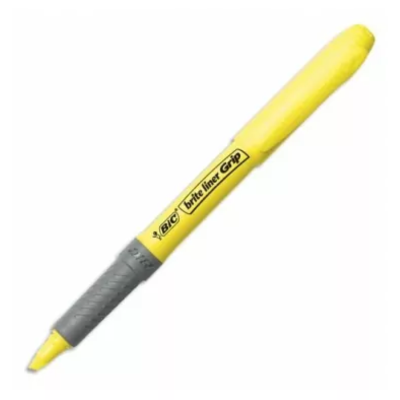 Marqueur Fluorescent Bic Brite Liner Grip Jaune.