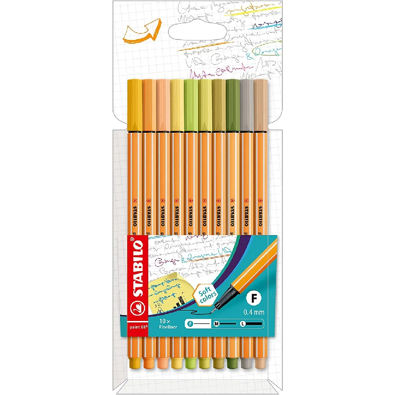 Pack de 10 Feutres Fins - Coloris Assortis 0,4 mm - Stabilo.