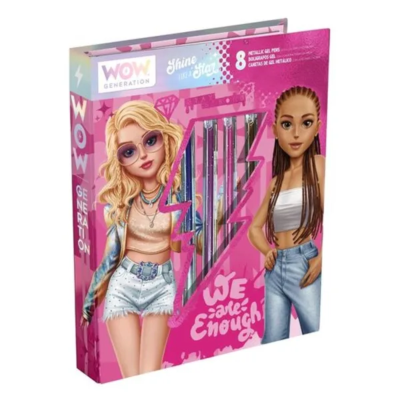 Carnet de Coloriage avec 8 Stylos Gel Métalliques.