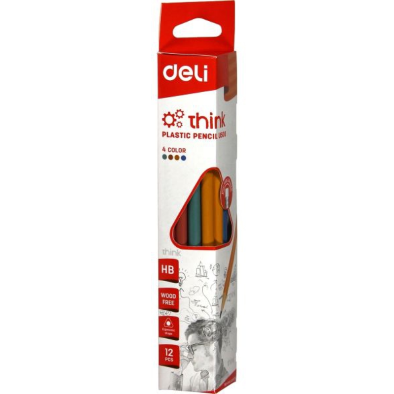 CRAYON NOIR TRIANG HB AVEC GOMME [PQT 12] REF EU50000 WOOD-FREE DELI (2880).
