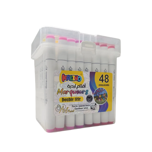 MARQUEURS KALINO DOUBLE TETE PAQ DE 48 COULEURS