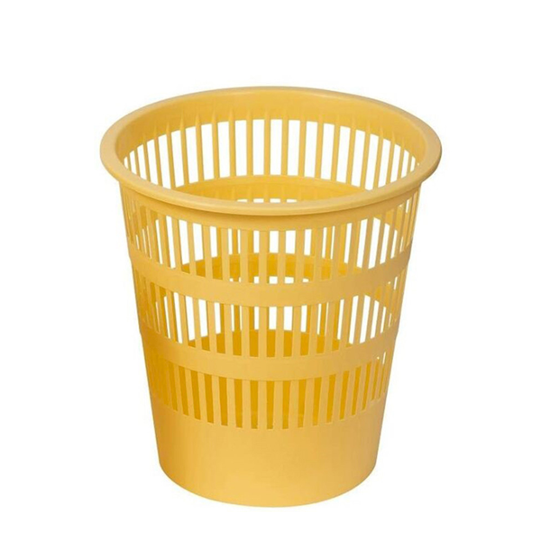 CORBEILLE A PAPIER PLASTIQUE JAUNE PASTEL REF 307-35.