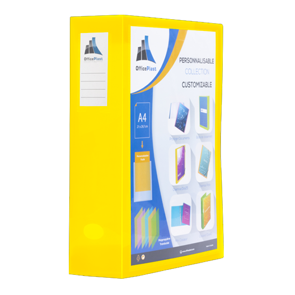 BOITE ARCHIVE PLASTIQUE D60 OFFICE PLAST JAUNE PERSO.