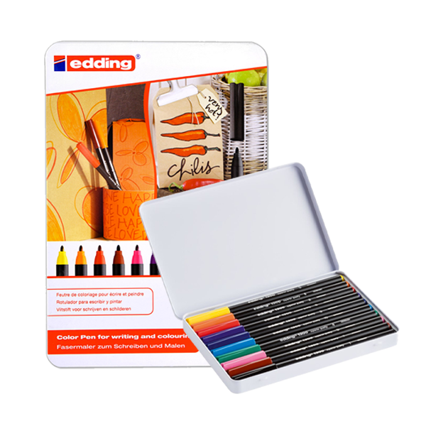 BOITE METAL EDDING DE 10 FEUTRE DE COLORIAGE E 1300.