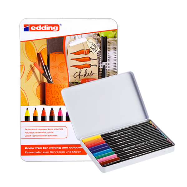 BOITE METAL EDDING DE 10 FEUTRE DE COLORIAGE E 1300