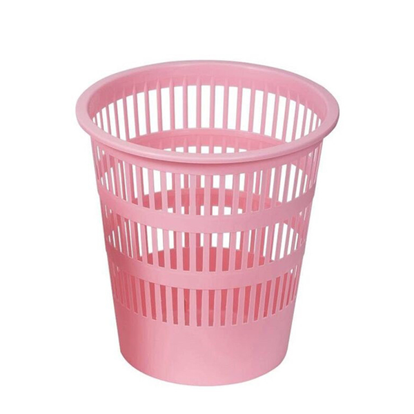 CORBEILLE A PAPIER PLASTIQUE ROSE PASTEL REF 307-32.