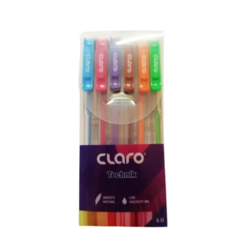 Pochette de 6 Stylos à Bille CLARO Technik.