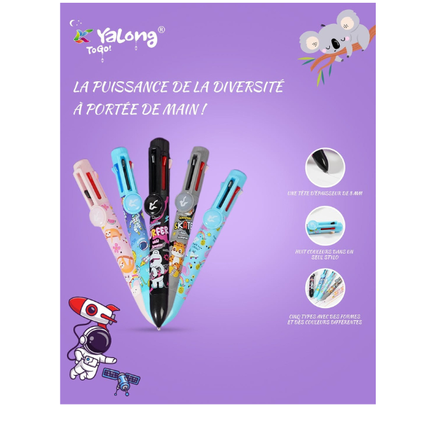 STYLO A BILLE YALONG TREND 8 COULEURS
