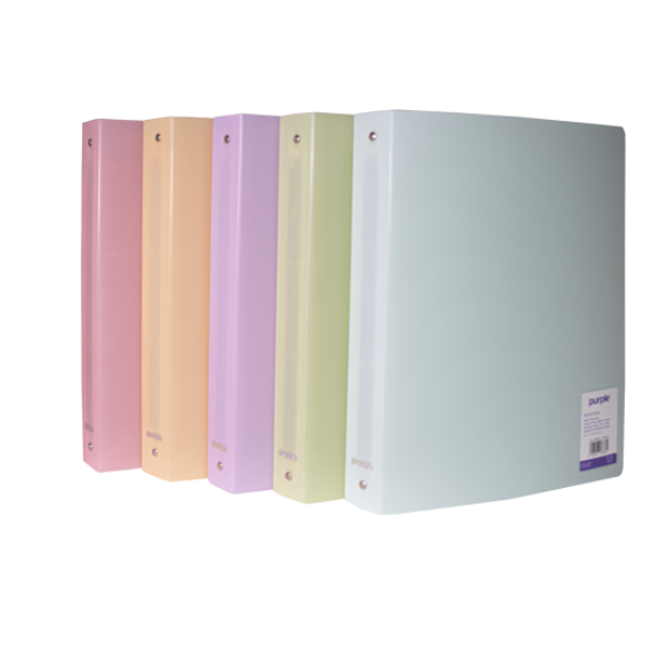 CLASSEUR SOUPLE A4 ANNEAUX PP PASTEL TRANSLUCIDE R20 DOS 20MM PURPLE -ASSORTIS P