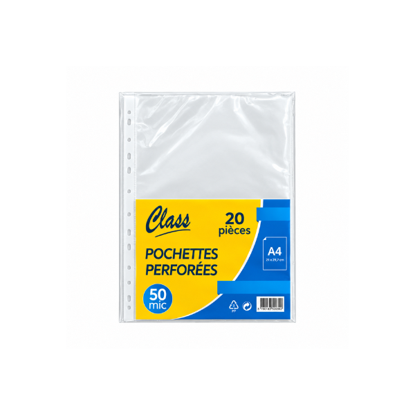 20 POCHETTEs PERFOREEs CLASS 50 MIC