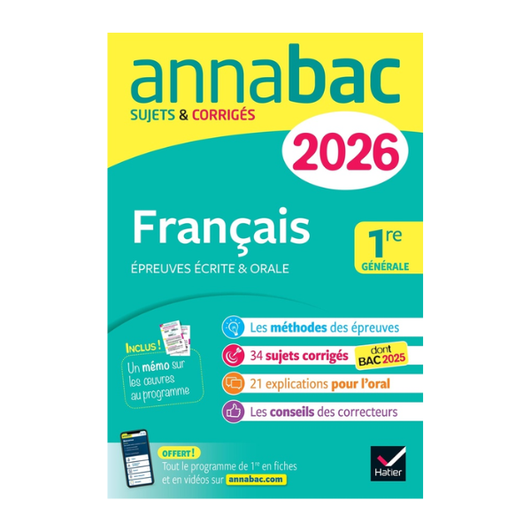 ANNALES DU BAC 2026 ANNABAC FRANCAIS 1RE GENERALE BAC DE FRANCAIS