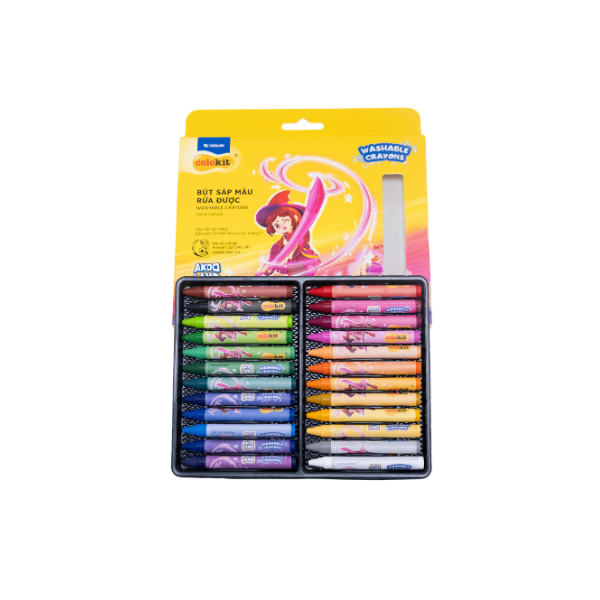 CRAYON DE CIRE ULTRA LAVABLE 24 COULEURS FLEXOFFICE REF SWCR-C003/AK