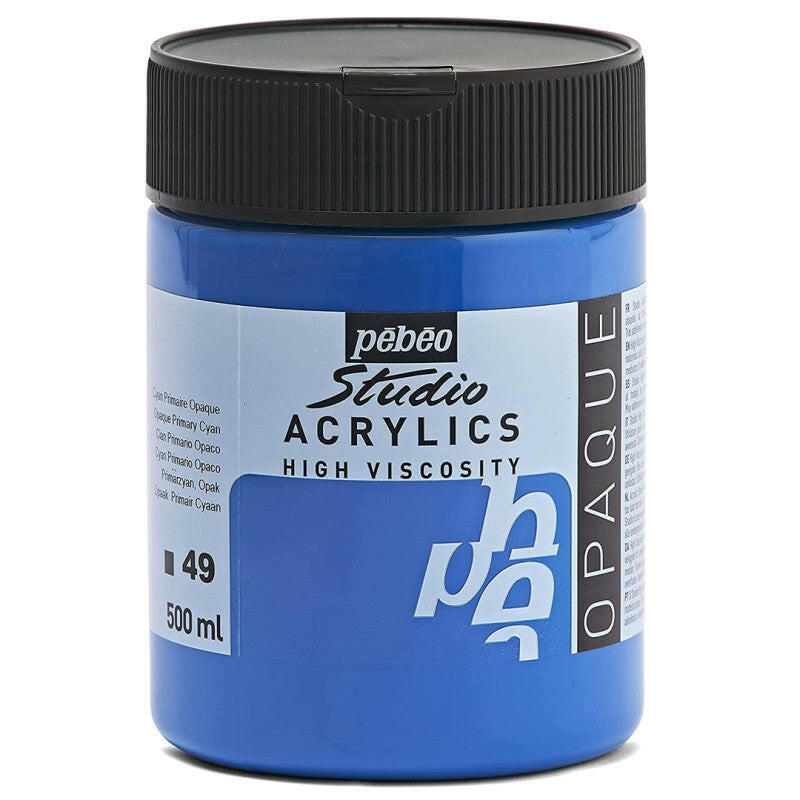 Acrylique Fine Studio 500 ml Cyan Primaire Opaque 49 PEBEO.