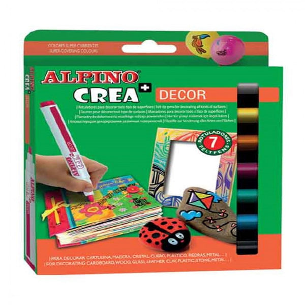 Alpino Crea - Coffret de 7 Feutres de Couleurs Décor