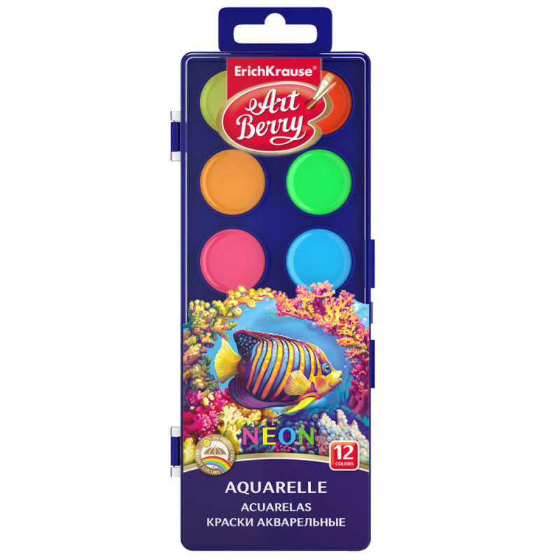 Aquarelles Néon ArtBerry avec Protection UV, 12 Couleurs - ErichKrause