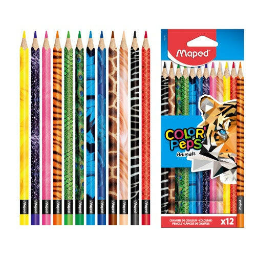 Maped - 12 Crayons Couleur - Animals.