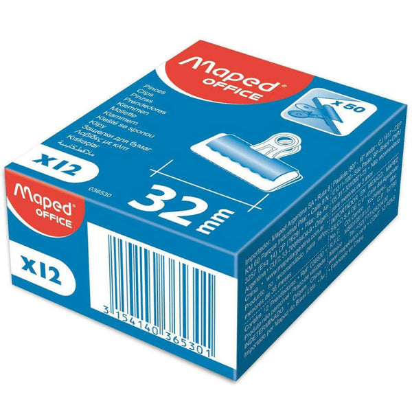 Boite de 12 Pinces à dessin 32mm - Réf.036530.