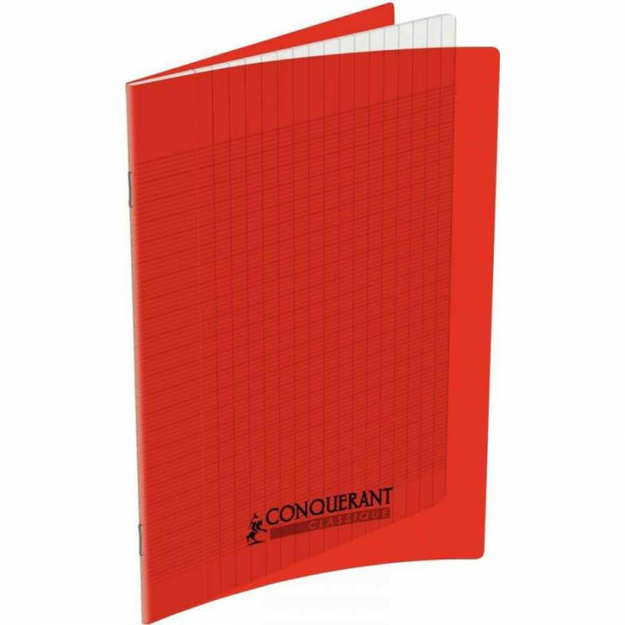 Cahier Polypro Conquérant – A4 – 96 Pages – 90g – Seyès – Rouge.