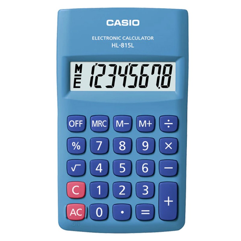 CALCULATRICE SIMPLE CASIO 8 CHIFFRES PILE NORMALE BLEU HL-815-BU