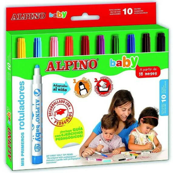 Alpino Baby Coffret de 12 Feutres Super Lavables.