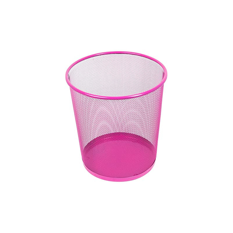 CORBEILLE A PAPIER METAL ROND ROSE