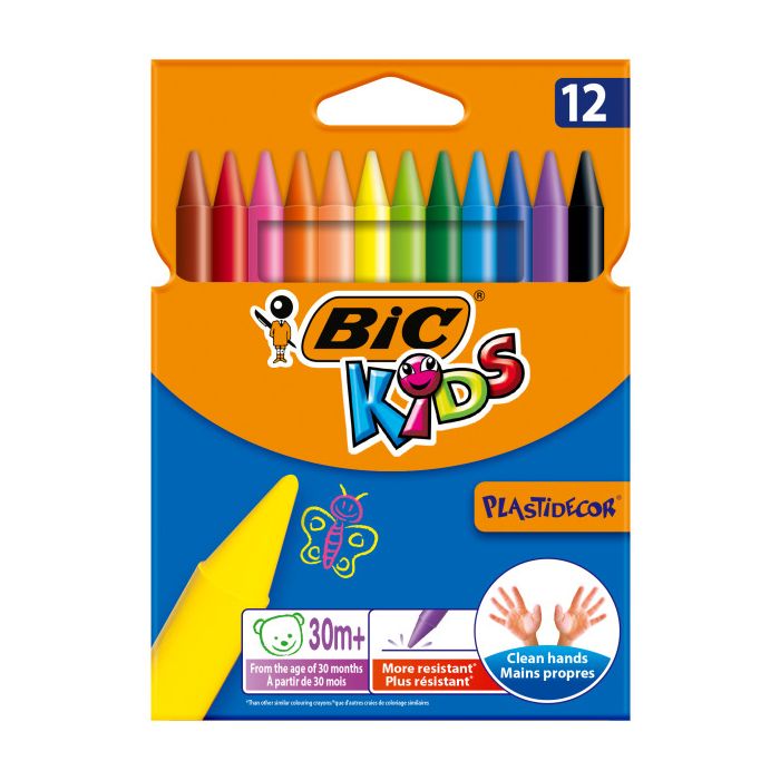 BIC - Lot de 12 Craies Plastidecor pour Enfants