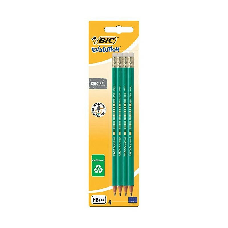 CRAYON NOIR BIC EVOLUTION ECOLUTIONS+GOMME 655.