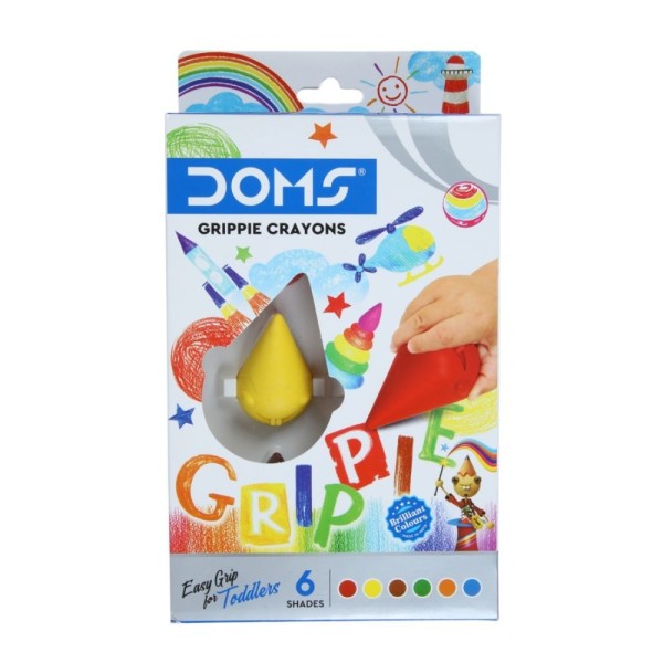 CRAYON PLASTIQUE GRIPPIE 6PCS DOMS