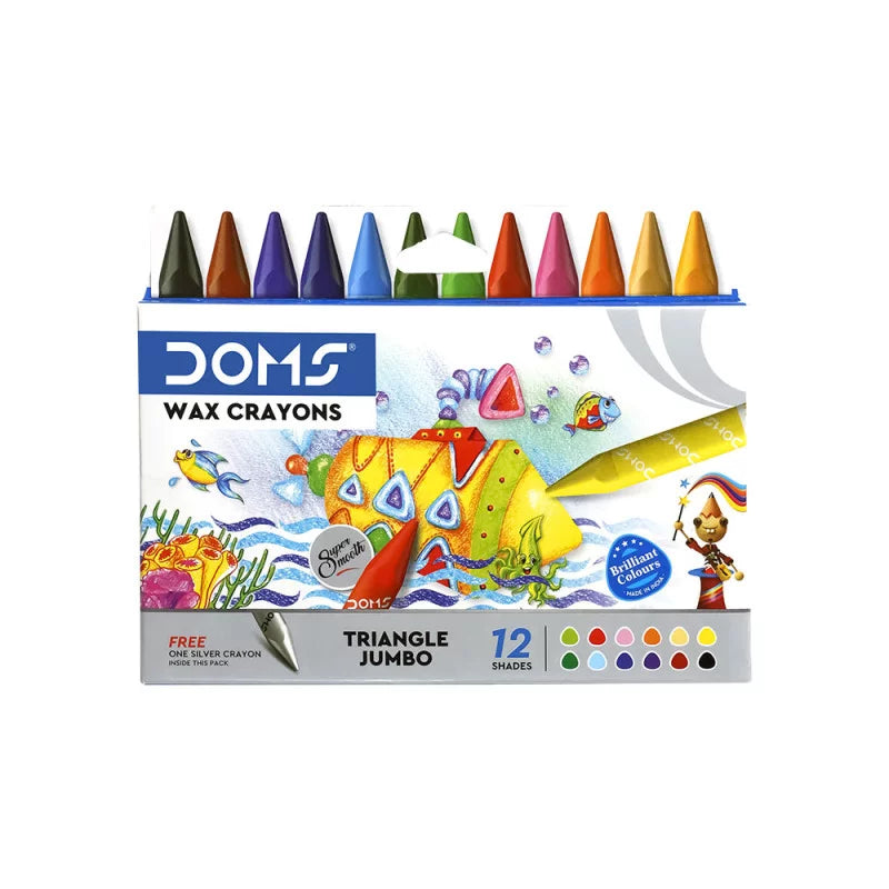 CRAYONS DE CIRE TRIANGULAIRE JUMBO 12PCS DOMS.