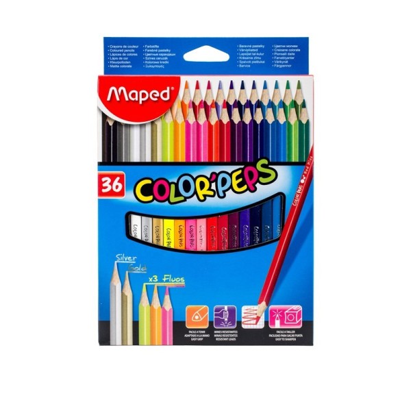 Maped - Crayons de Couleur Boîte de 36