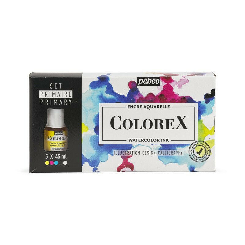 Set de 5 Encre Aquarelle Colorex - 45 ml Primaire - Pébéo.