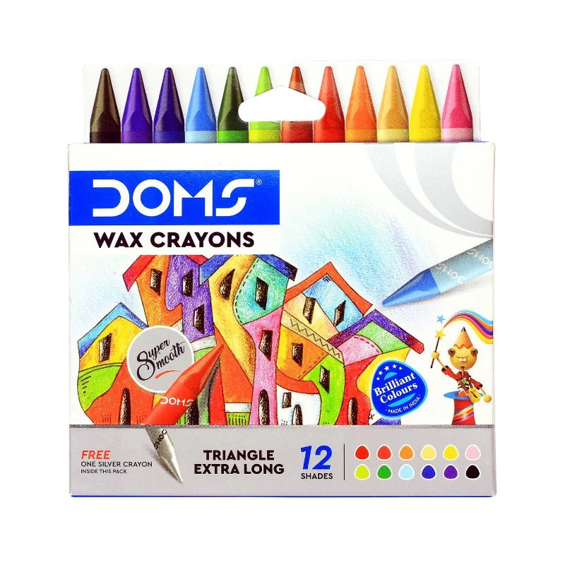 CRAYON DE CIRE TRIANGULAIRE EXTRA LONG 12PCS