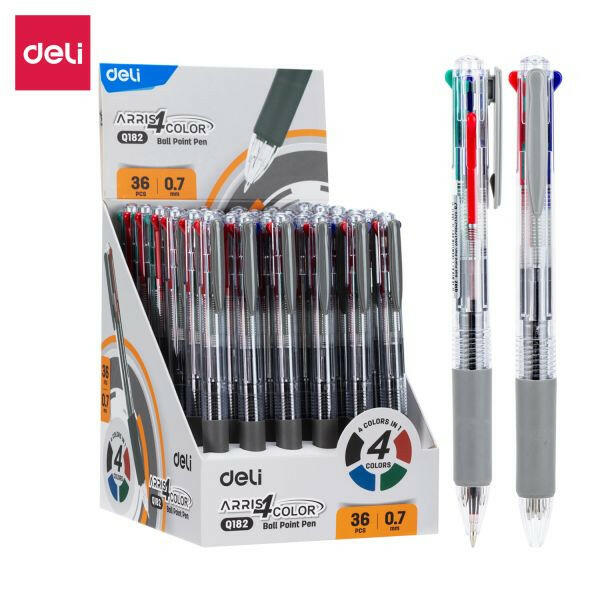 STYLO A BILLE 0.7MM RETRACTABLE 4C [PREST 36] EQ182 ARRIS4COLOR DELI (288/1152).