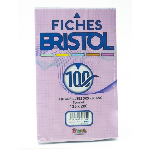 FICHE BRISTOL PM BLANC PAQ100 OSCAR