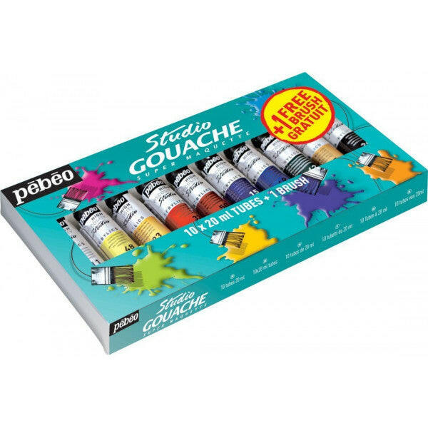GOUACH.STUD PACK 10T20ML+1PINC.