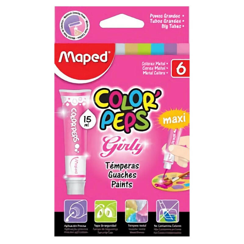 Gouache Couleurs Métalisées Color'Peps Girly 6x15ml - Maped.