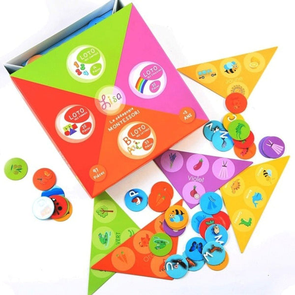Grand Loto 4en1 Chiffres Lettres Couleurs & Formes - Lisa Toys