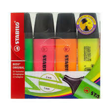 MARQUEUR FLUORESCENT STABILO BOSS POCH DE 4 70/4.