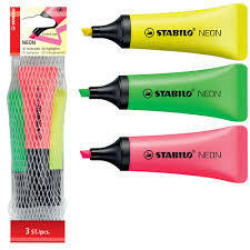 Stabilo - Marqueur Fluorescent Neon Pochette de 3 (3-1).