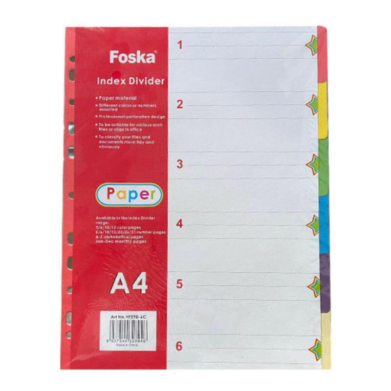 Intercalaire De Séparation PP (6 Positions)/Couleurs.