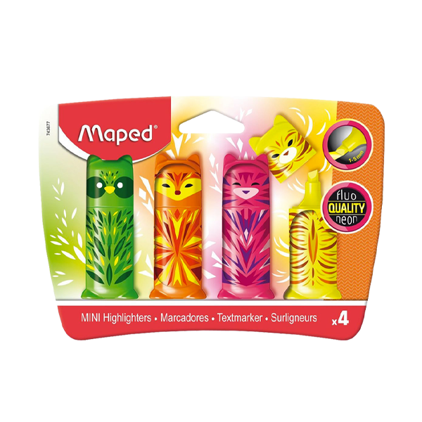 Fluo Maped Pochette de 4 Mini Friends.