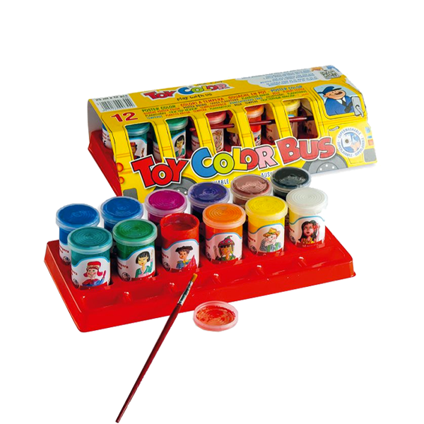 BOITE DE 12 POTS DE GOUACHE 25ML SUPERLAVABLEPOSTER BUS.