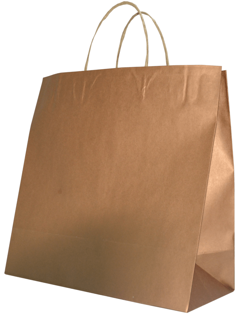 SAC EN KRAFT ECRU COULEURS AVEC POIGNE TORSADEE 285-135*300