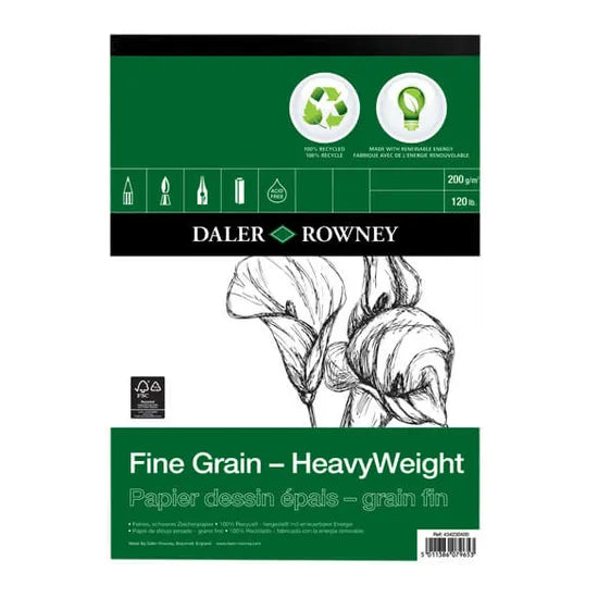 Daler-Rowney Eco Fine Grain Heavyweight Drawing Pad - 200gsm - A5.