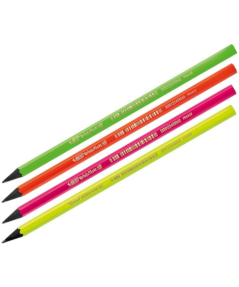 CRAYON NOIR BIC EVOLUTION FLUO.