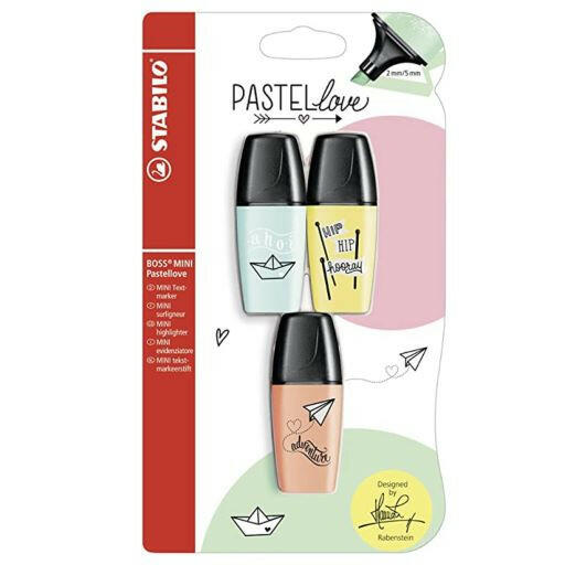 Stabilo - Lot de 3 Surligneur Boss Mini Pastel Love.