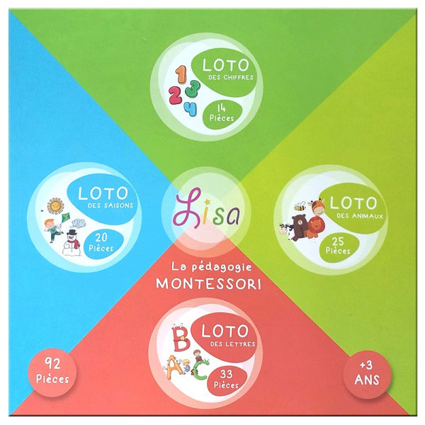 Grand Loto 4en1 Chiffres Lettres Saisons & Animaux - Lisa Toys